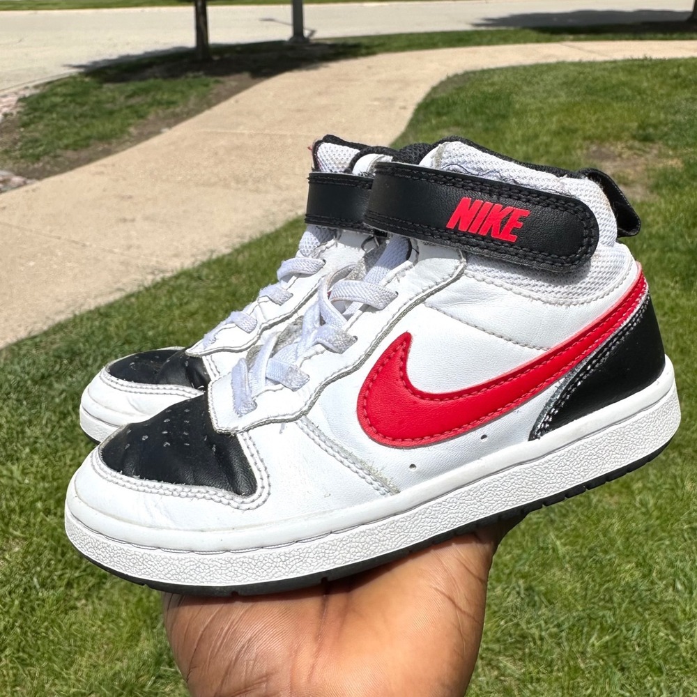 Nike Court Borough Mid 2 High Top Athletic Shoes Toddler Size 11 White Red Black - Picture 11 of 14
